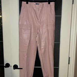 Missguided Pink Faux Leather Cargo Pants